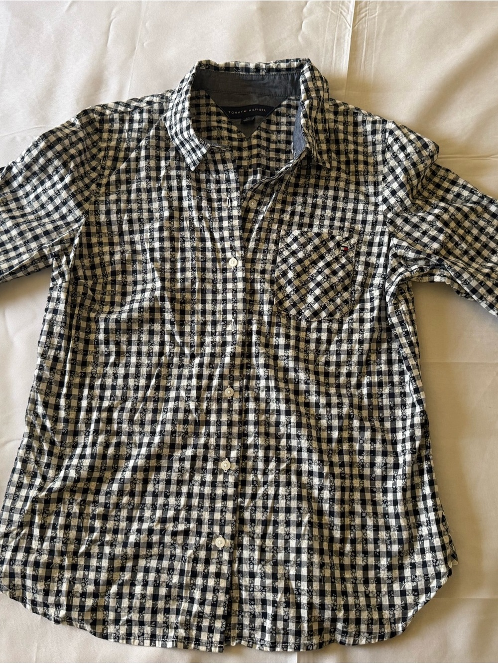 Tommy Hilfiger Black and White Gingham Button-Down Shirt